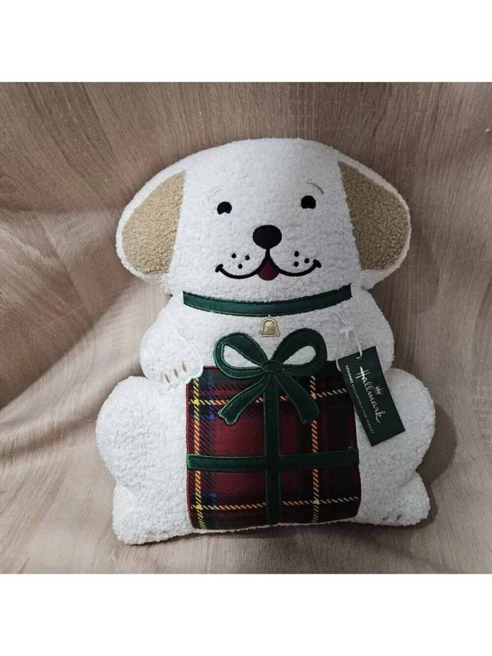 Hallmark Dog Decorative Pillow Christmas Plaid Gift 16x12 Holiday Multicolor NWT